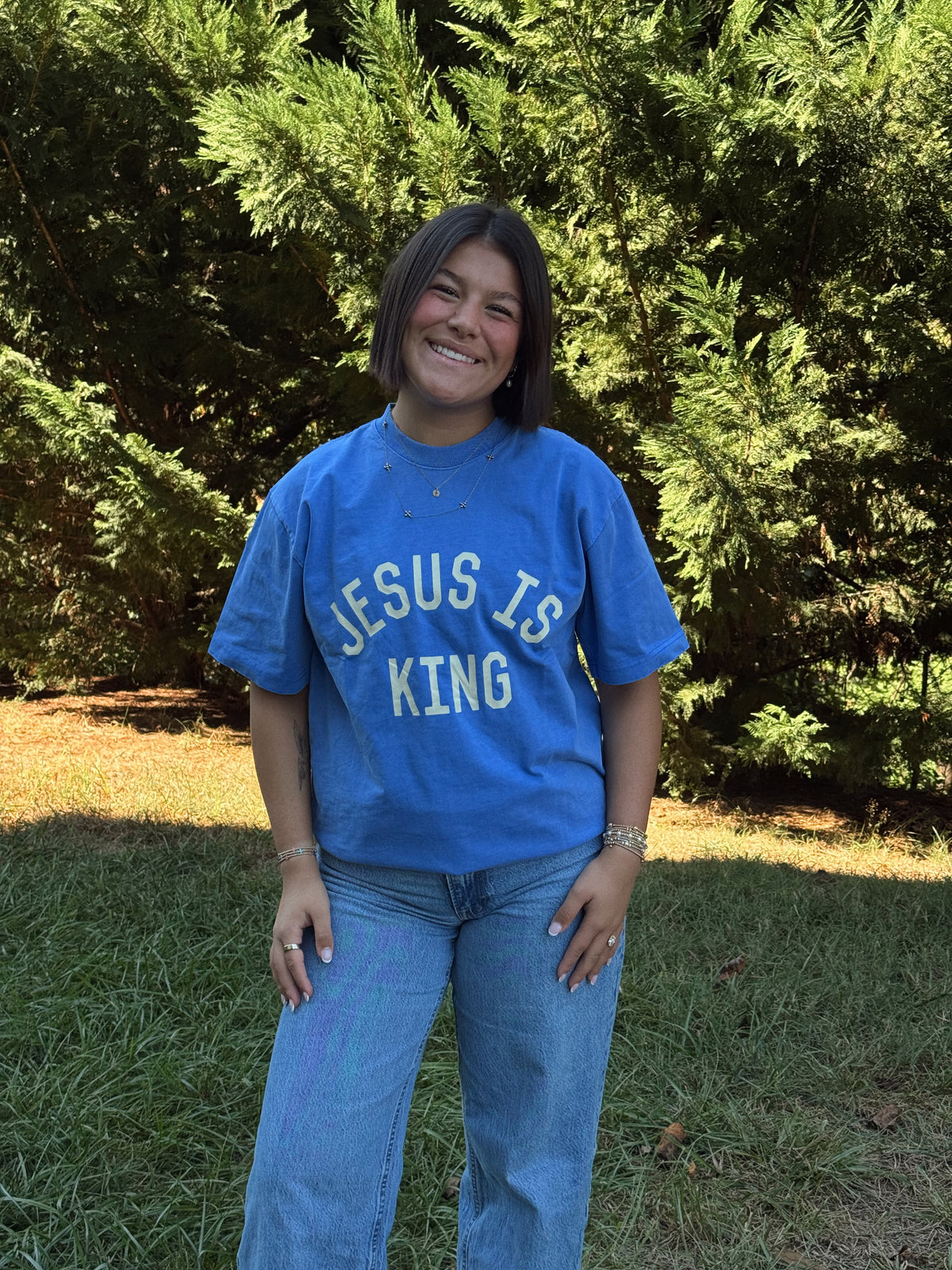 Light Blue Jesus Is King T-Shirt